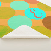 ターコイズブルーグリーン&オレンジサークルモノグラム シェルパブランケット (3/4)