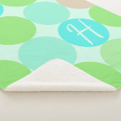 ターコイズブルーグリーン&オレンジサークルモノグラム シェルパブランケット (3/4)