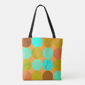 ターコイズブルーグリーン&オレンジサークルモノグラム トートバッグ (裏面)