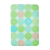 ターコイズブルーグリーン&オレンジサークルモノグラム バスマット (正面縦)