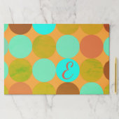 ターコイズブルーグリーン&オレンジサークルモノグラム ペーパーパッド (インサイチュ)