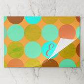 ターコイズブルーグリーン&オレンジサークルモノグラム ペーパーパッド (折り畳み)