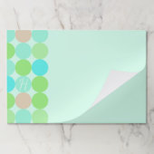 ターコイズブルーグリーン&オレンジサークルモノグラム ペーパーパッド (折り畳み)