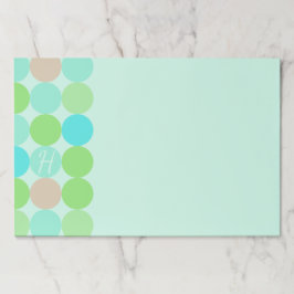 ターコイズブルーグリーン&オレンジサークルモノグラム ペーパーパッド
