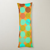 ターコイズブルーグリーン&オレンジサークルモノグラム ボディピロー (裏面 (縦))