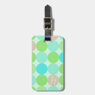 ターコイズブルーグリーン&オレンジサークルモノグラム ラゲッジタグ
