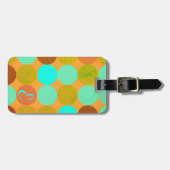 ターコイズブルーグリーン&オレンジサークルモノグラム ラゲッジタグ (正面横)