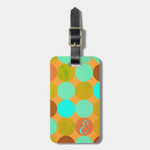 ターコイズブルーグリーン&オレンジサークルモノグラム