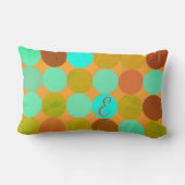 ターコイズブルーグリーン&オレンジサークルモノグラム ランバークッション (裏面)
