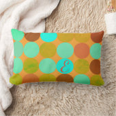 ターコイズブルーグリーン&オレンジサークルモノグラム ランバークッション (ブランケット)