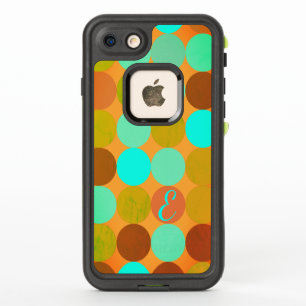 ターコイズブルーグリーン&オレンジサークルモノグラム