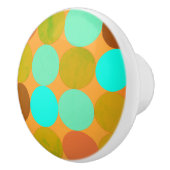 ターコイズブルーグリーン&オレンジサークル セラミックノブ (右)