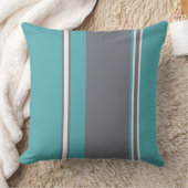 ターコイズブルーグレーとシェルのストライプ クッション (ブランケット)