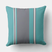 ターコイズブルーグレーとシェルのストライプ クッション (裏面)