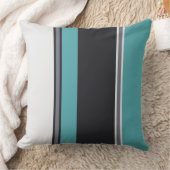 ターコイズブルーグレーとシェルのストライプ クッション (ブランケット)