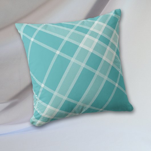 ターコイズブルーグレータターズオールプレイド クッション