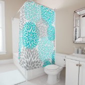 ターコイズブルーグレーフローラの花 シャワーカーテン (インサイチュ)