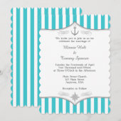 ターコイズブルーグレー航海の結婚式招待状 招待状 (正面/裏面)