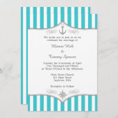 ターコイズブルーグレー航海の結婚式招待状 招待状 (正面/裏面)