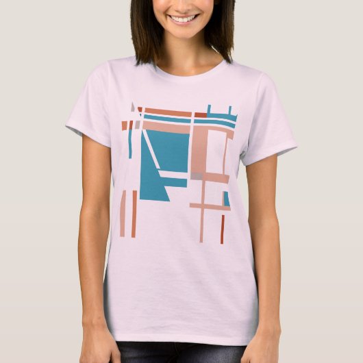 ターコイズブルーコーラルラストMCMスクウェアインスパイアズ Tシャツ (正面)