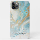 ターコイズブルーゴールド大理石アートパターン Case-Mate iPhoneケース (裏面)
