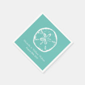 ターコイズブルーサンドドルビーチ結婚式ナプキン スタンダードカクテルナプキン (角)