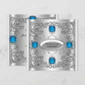 ターコイズブルーシルバーアニバーサリー 招待状 (正面/裏面)