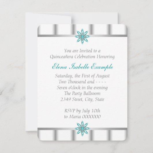 ターコイズブルーシルバーキンセアニェラ招待状 招待状 (裏面)