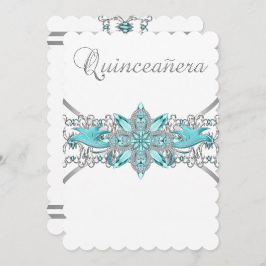 ターコイズブルーシルバーキンセアニェラ 招待状 (正面/裏面)