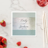 ターコイズブルーシルバーシーガラスウェディングレセプション スタンダードカクテルナプキン (インサイチュ)