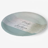 ターコイズブルーシルバーシーガラスウェディングレセプション ペーパープレート (アングル)