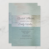 ターコイズブルーシルバーシーガラスブライダルシャワー 招待状 (正面/裏面)