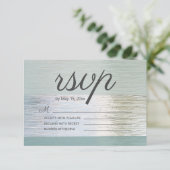 ターコイズブルーシルバーシーグラス結婚ズ 出欠カード (スタンド正面)