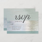 ターコイズブルーシルバーシーグラス結婚ズ 出欠カード (正面/裏面)
