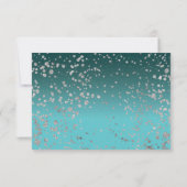 ターコイズブルーシルバー紙吹雪キンセアニェラRSVP 招待状 (裏面)