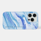 ターコイズブルーシースケープマーブルカスタマイズ iPhoneケース (裏面横)