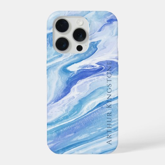 ターコイズブルーシースケープマーブルカスタマイズ iPhoneケース (裏面)