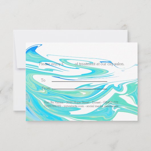 ターコイズブルーシースワールギフト券 (裏面)