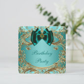 ターコイズブルージェイドとゴールドの誕生日パーティー 招待状 (スタンド正面)