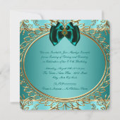 ターコイズブルージェイドとゴールドの誕生日パーティー 招待状 (裏面)