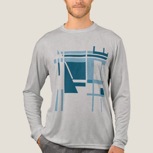 ターコイズブルージオメトリック抽象芸術インスパイアMCM- トライブレンドＴシャツ (正面)