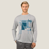 ターコイズブルージオメトリック抽象芸術インスパイアMCM- トライブレンドＴシャツ (正面全体)