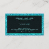 ターコイズブルースエードフローラレザーテクスチャプリント 名刺 (裏面)