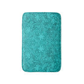 ターコイズブルースエードレザーテクスチャフローラデザイン バスマット (正面縦)