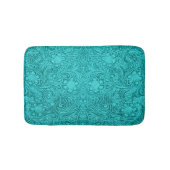 ターコイズブルースエードレザーテクスチャフローラデザイン バスマット (正面)