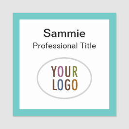 ターコイズブルースクエアネームバッジロゴ磁気ピン 名札