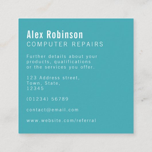 ターコイズブルースクシンプルエア名刺 スクエア名刺 (裏面)