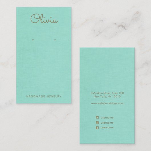 ターコイズブルースクリプトイヤリングディスプレイ 名刺 (正面/裏面)