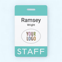 ターコイズブルースタッフIDバッジクリップリールまたはラニヤード