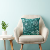 ターコイズブルースノーフレークグリッタークリスマス クッション (椅子)